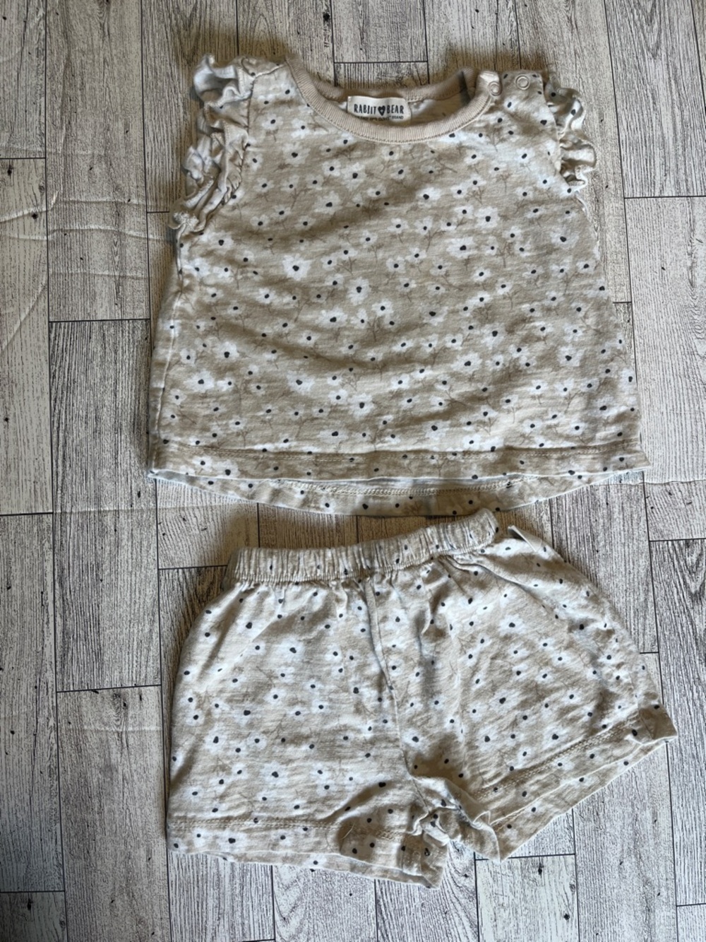 Rabbit & Bear Floral Print Kids Top and Shorts Set Size 12 Months 100% Cotton